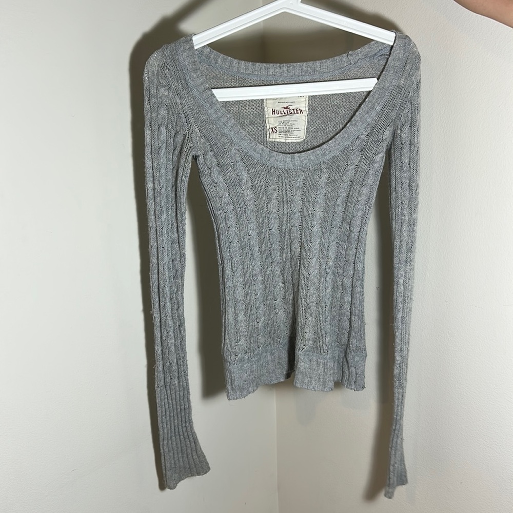 Grey Vintage Hollister Long Sleeved Sweater (XS)